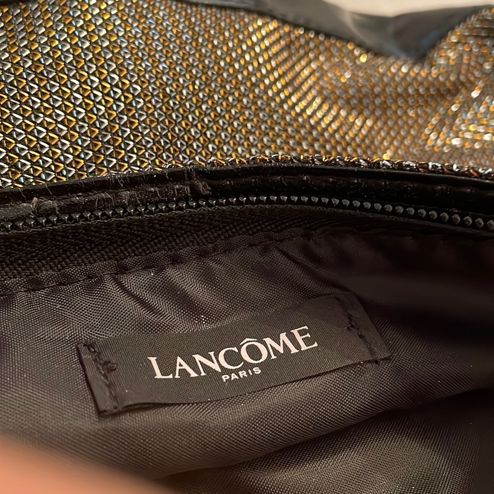 Lancôme Paris Woven gold black trim bag